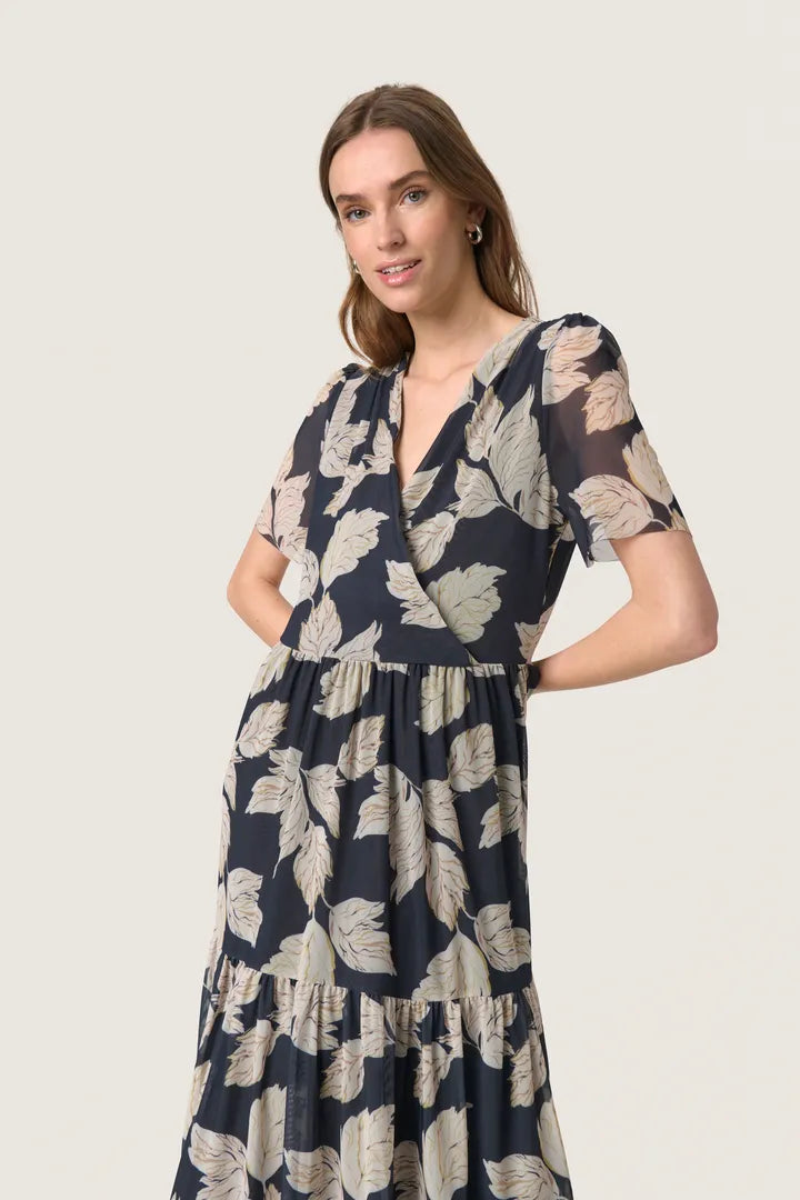 ALDORA DRESS - NAVY LEAF - SOAKED IN LUXURY