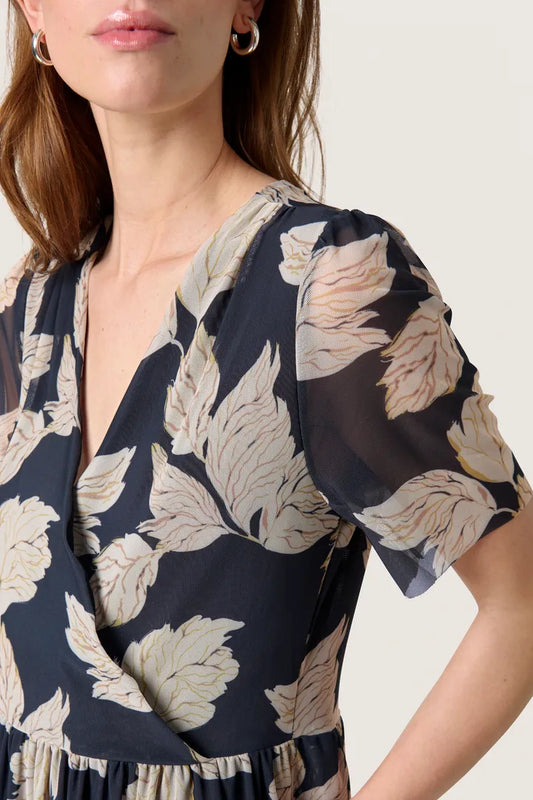 ALDORA DRESS - NAVY LEAF - SOAKED IN LUXURY