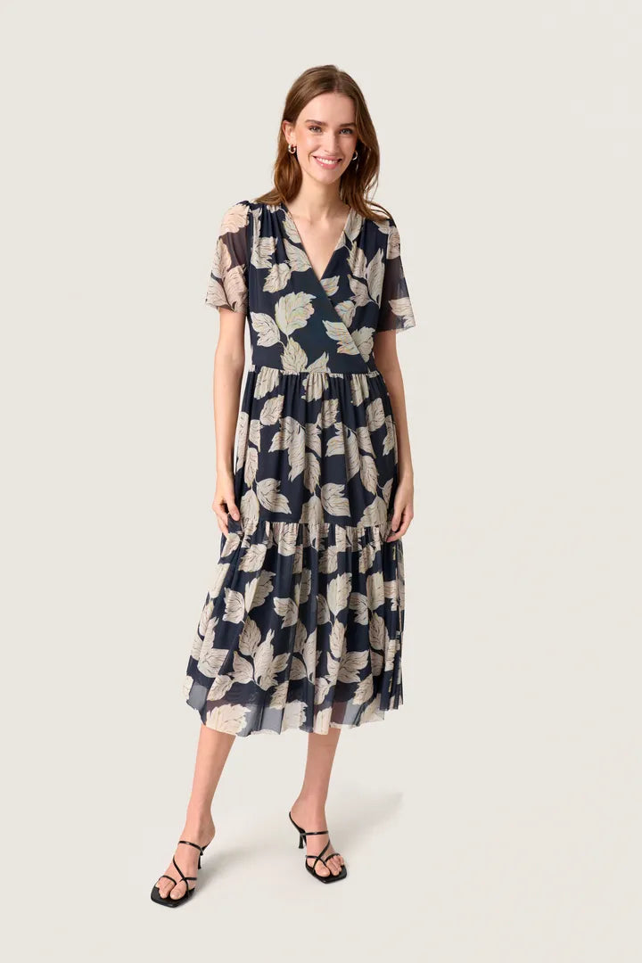 ALDORA DRESS - NAVY LEAF - SOAKED IN LUXURY