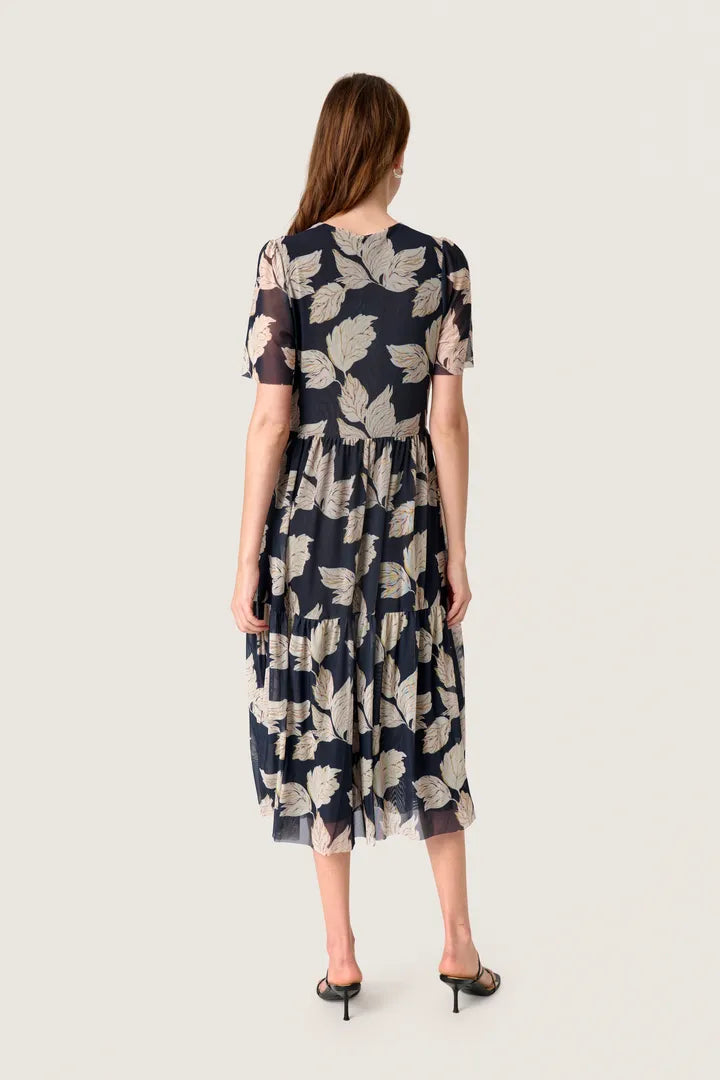 ALDORA DRESS - NAVY LEAF - SOAKED IN LUXURY
