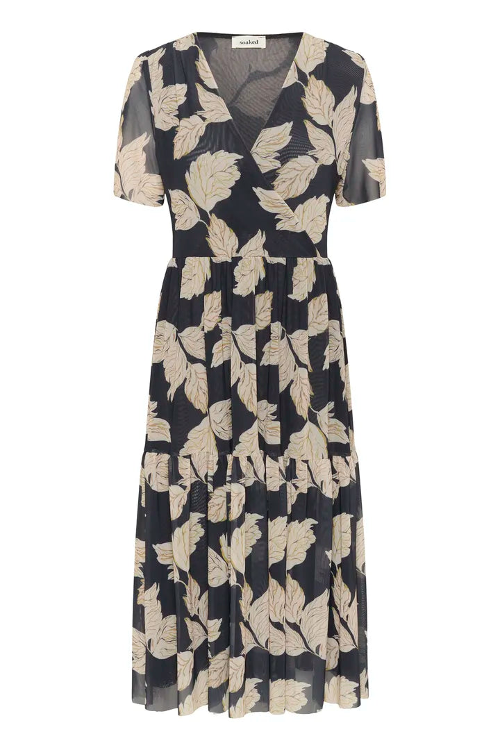 ALDORA DRESS - NAVY LEAF - SOAKED IN LUXURY