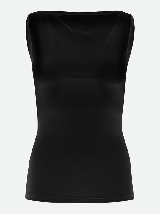 BILLIE BOAT-NECK TEE - SORT - ROSEMUNDE