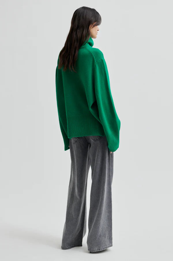 ALPHA KNIT T-NECK - GRØN - SECOND FEMALE