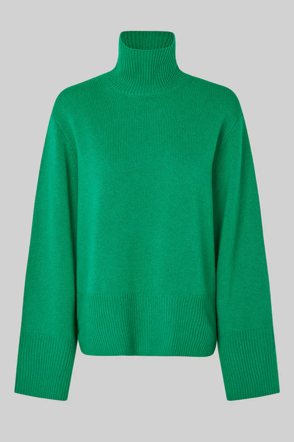 ALPHA KNIT T-NECK - GRØN - SECOND FEMALE