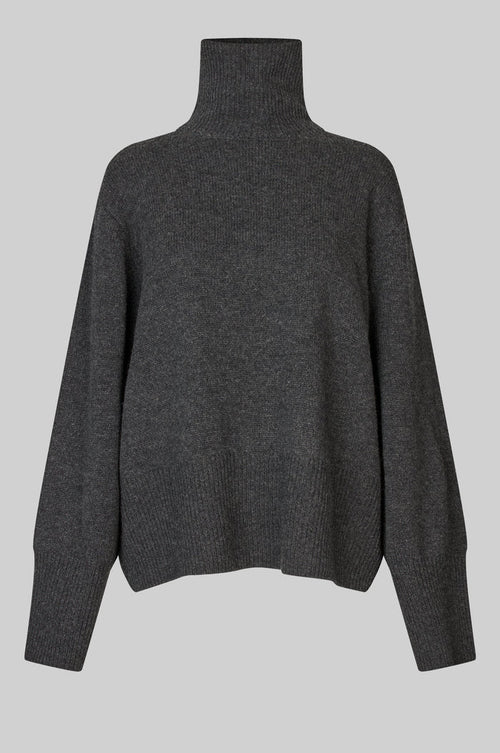 ALPHA KNIT T-NECK - GRÅ - SECOND FEMALE