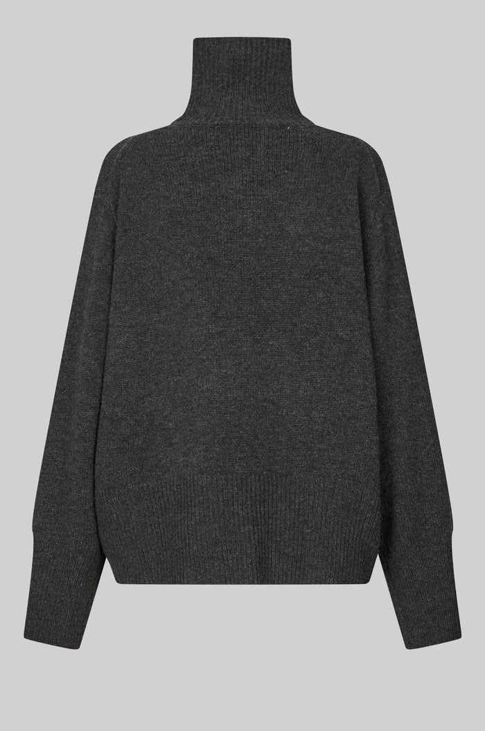 ALPHA KNIT T-NECK - GRÅ - SECOND FEMALE