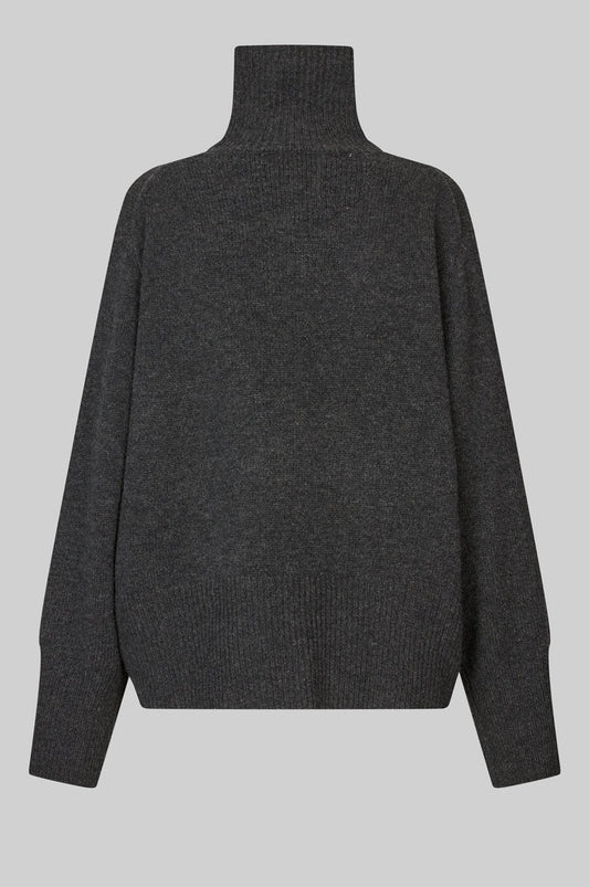 ALPHA KNIT T-NECK - GRÅ - SECOND FEMALE