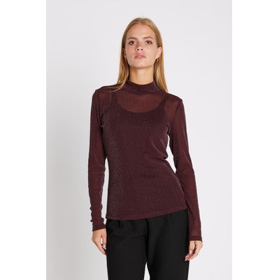 ROLL NECK BLOUSE - WINE - RUE DE FEMME