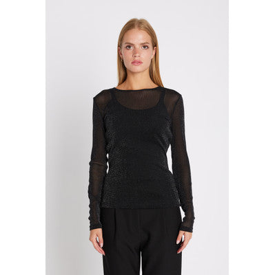 ROUND NECK BLOUSE - SORT - REU DE FEMME