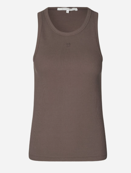 GELINA TANK TOP - BRUN - SECOND FEMALE