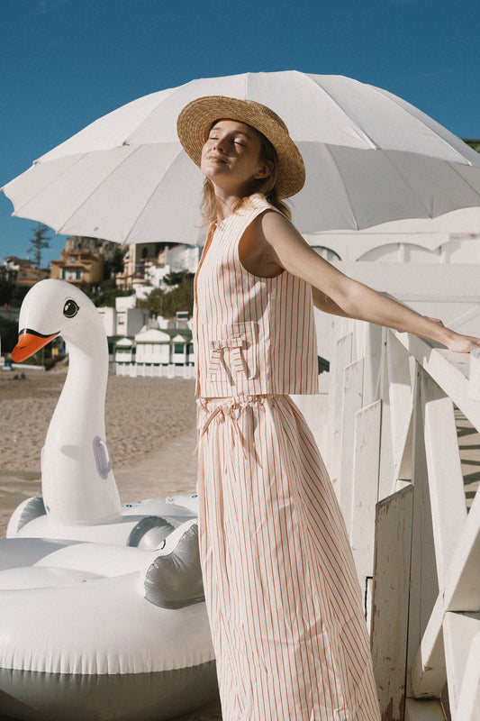 THIN STRIPE BOW SKIRT - TINY BIG SISTER