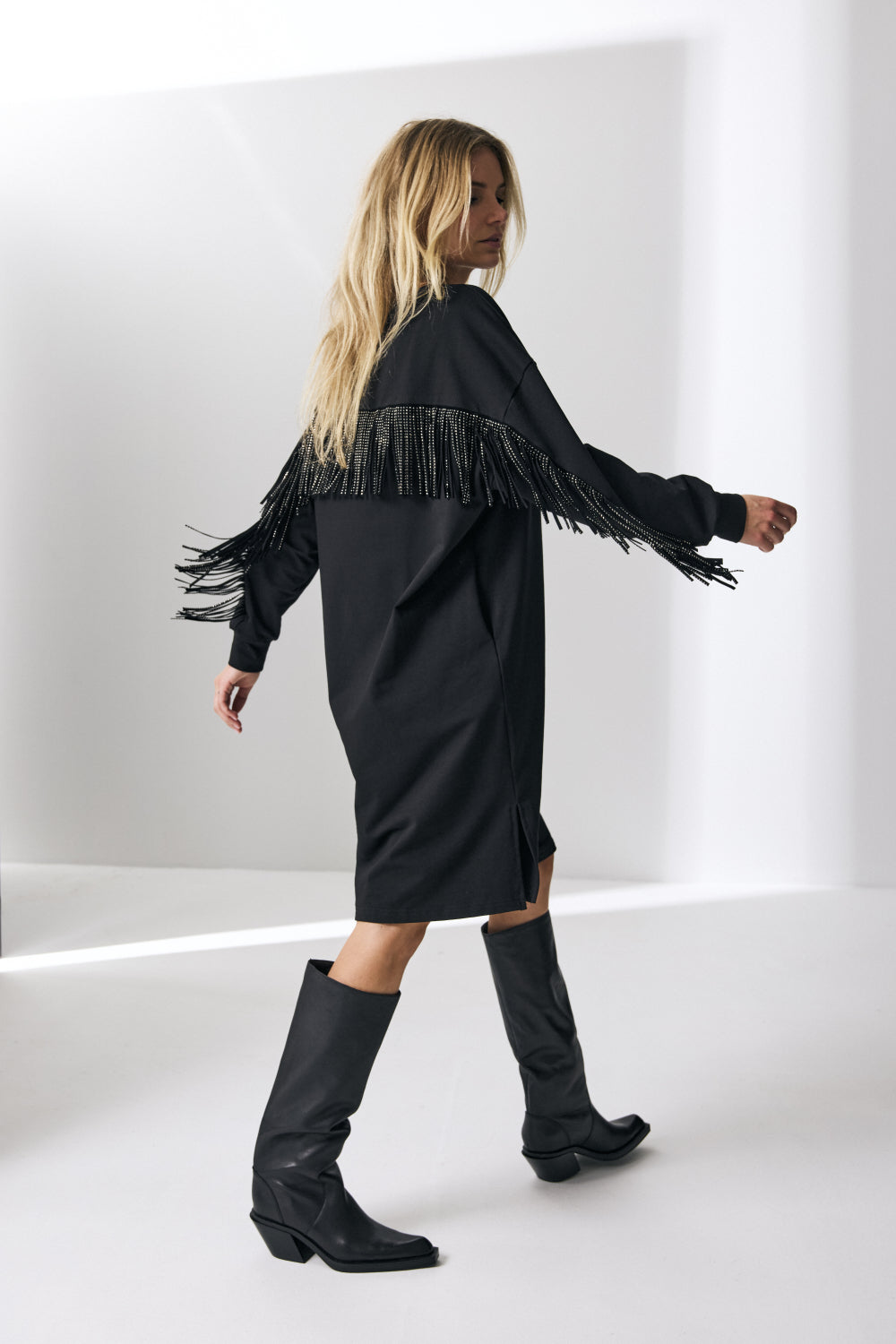 FRINGE SWEAT DRESS - CO'COUTURE